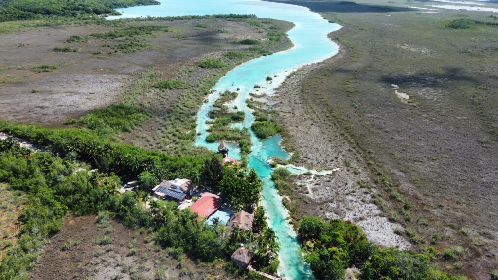 aerial shot of Los Rapidos Bacalar a Unique Day Trip from Tulum or Bacalar