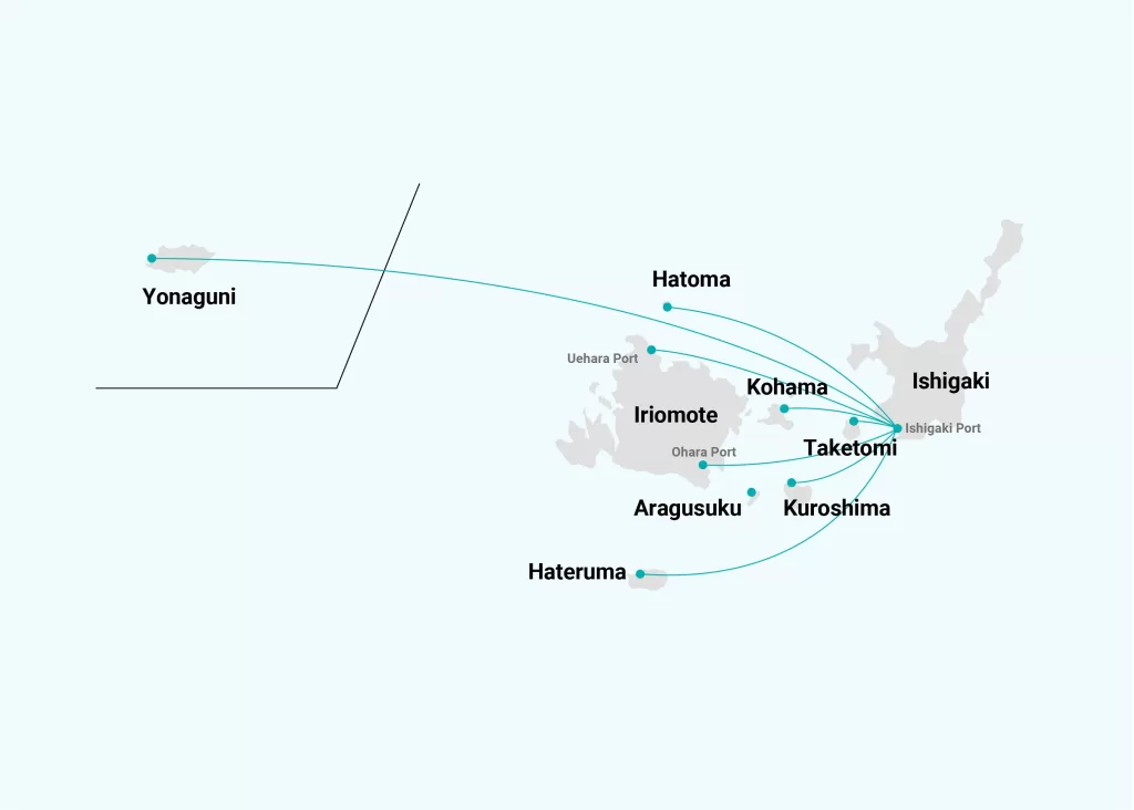 Yaeyama Islands Map of the ferry to outer islands