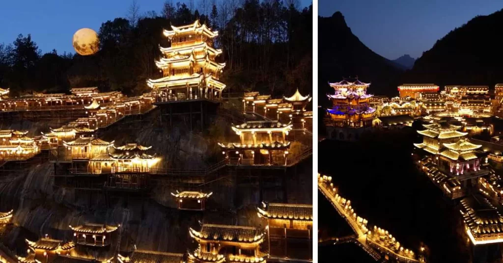 Night shot of the Wangxian Scenic Spot