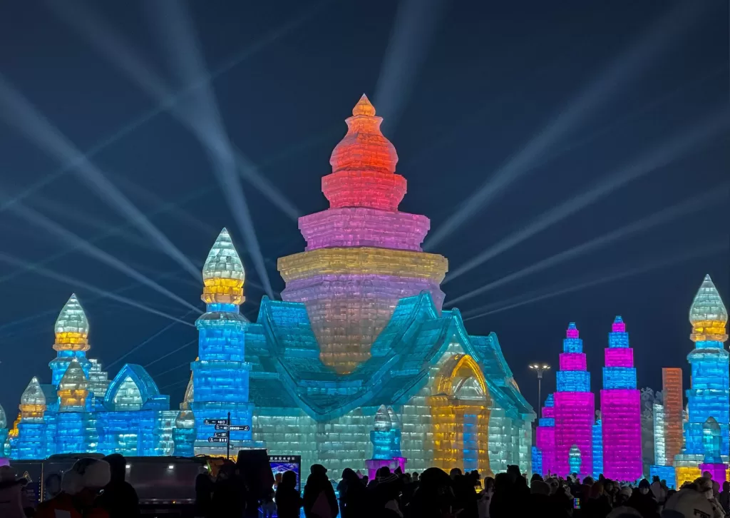 Night time at the Harbin Snow and Ice Festival