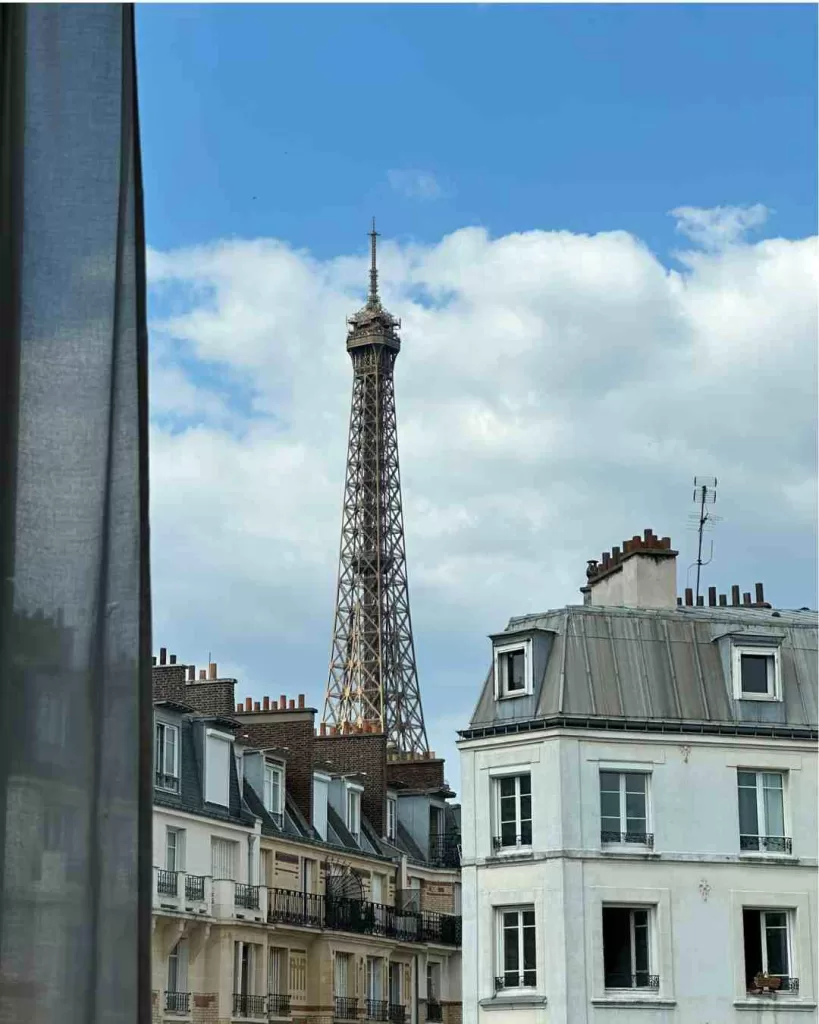 View of the Eiffel Tower from our room at the Mercure Paris Tour Eiffel Grenelle