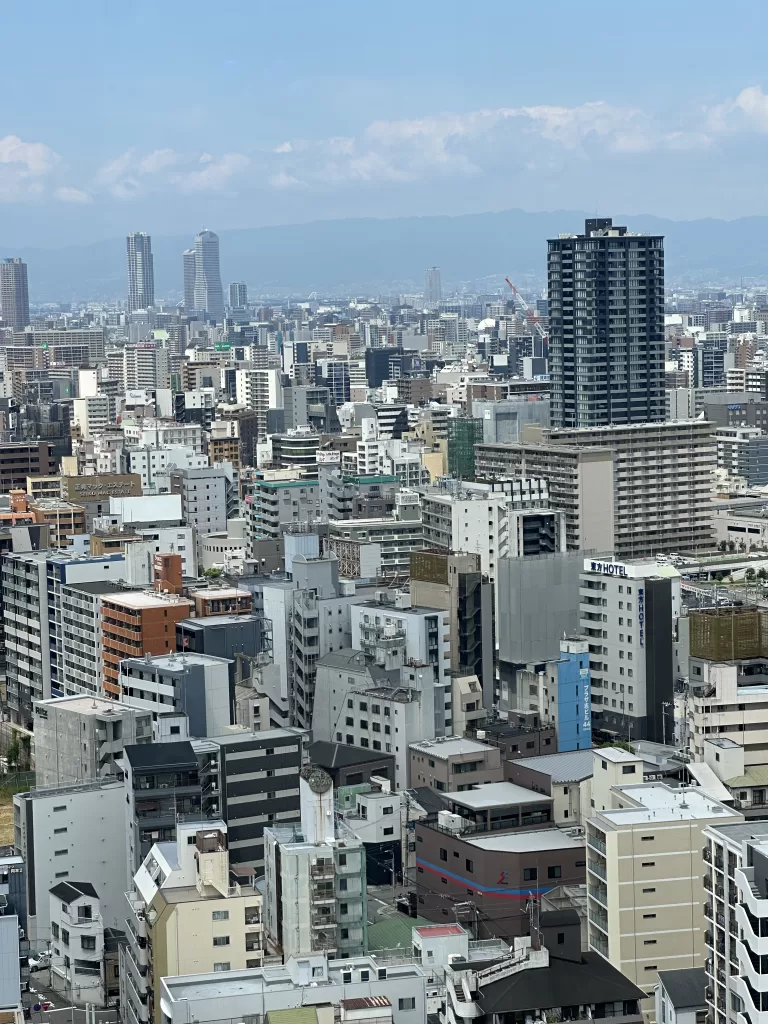 View from the The Tsutenkaku Tower in the main street of Shinsekai