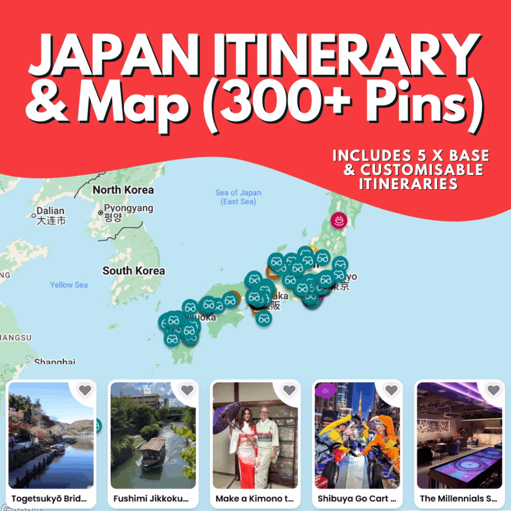 japan itinerary planner and map